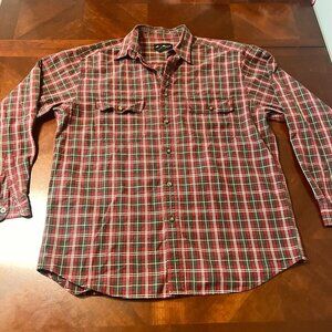 Eddie Bauer Mens Red Plaid Button-Up Shirt M/M 100% Cotton Long Sleeve Casual